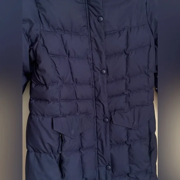 L.L.Bean Women’s DownTek Thigh Length Puffer Coat Size Small Navy Winter Jacket